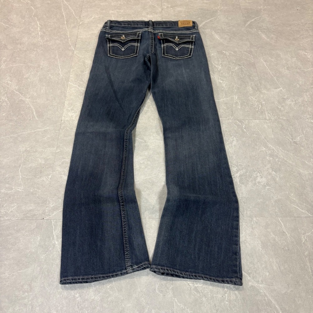 Levis 715 Bootcut Jeans Womens 28 Dark Wash Contrast Stitch Flap Pocket Denim